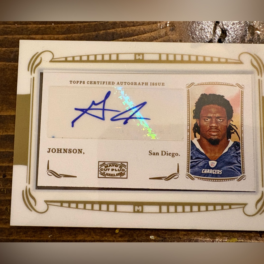 Gartrell Johnson 2009 Topps Certified Autograph Card Mayo’s “CUT PLUG” Chargers